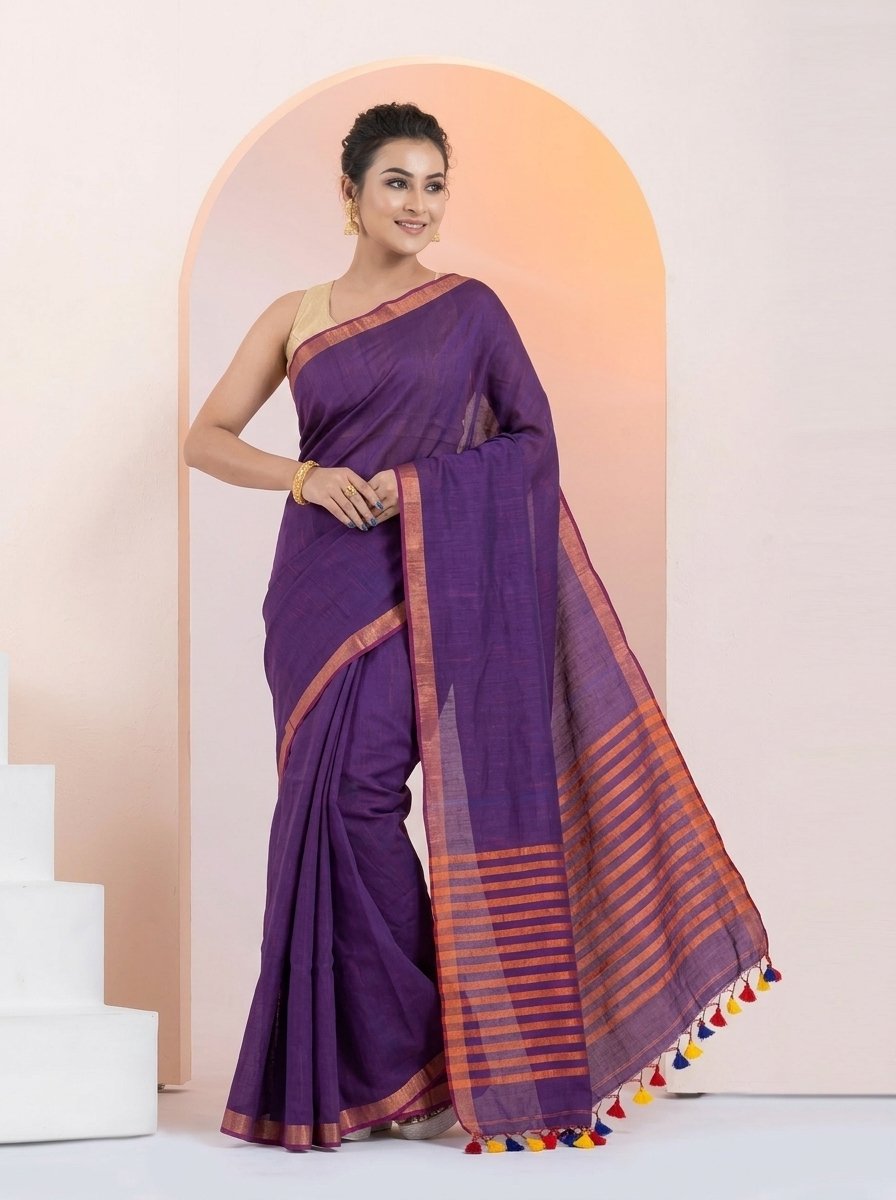 Women Linen Saree for Festive & Casual Wear - Image 3
