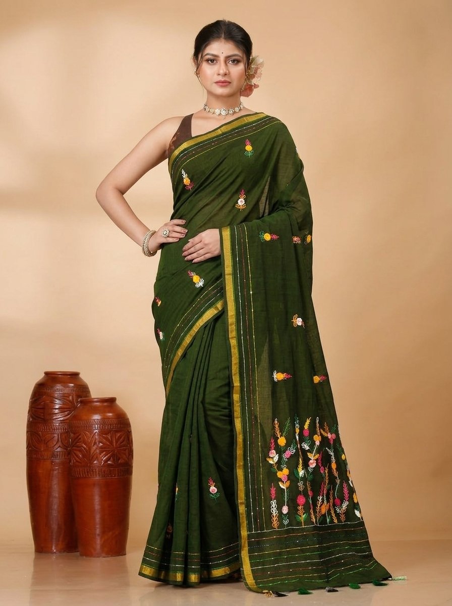 Ethnic Handcrafted Bullian Cotton Saree