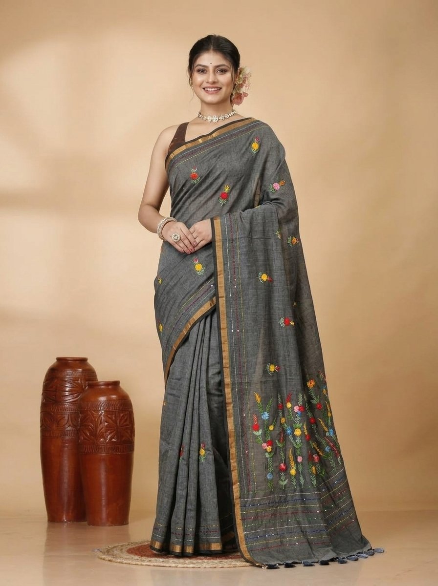 Ethnic Handcrafted Bullian Cotton Saree